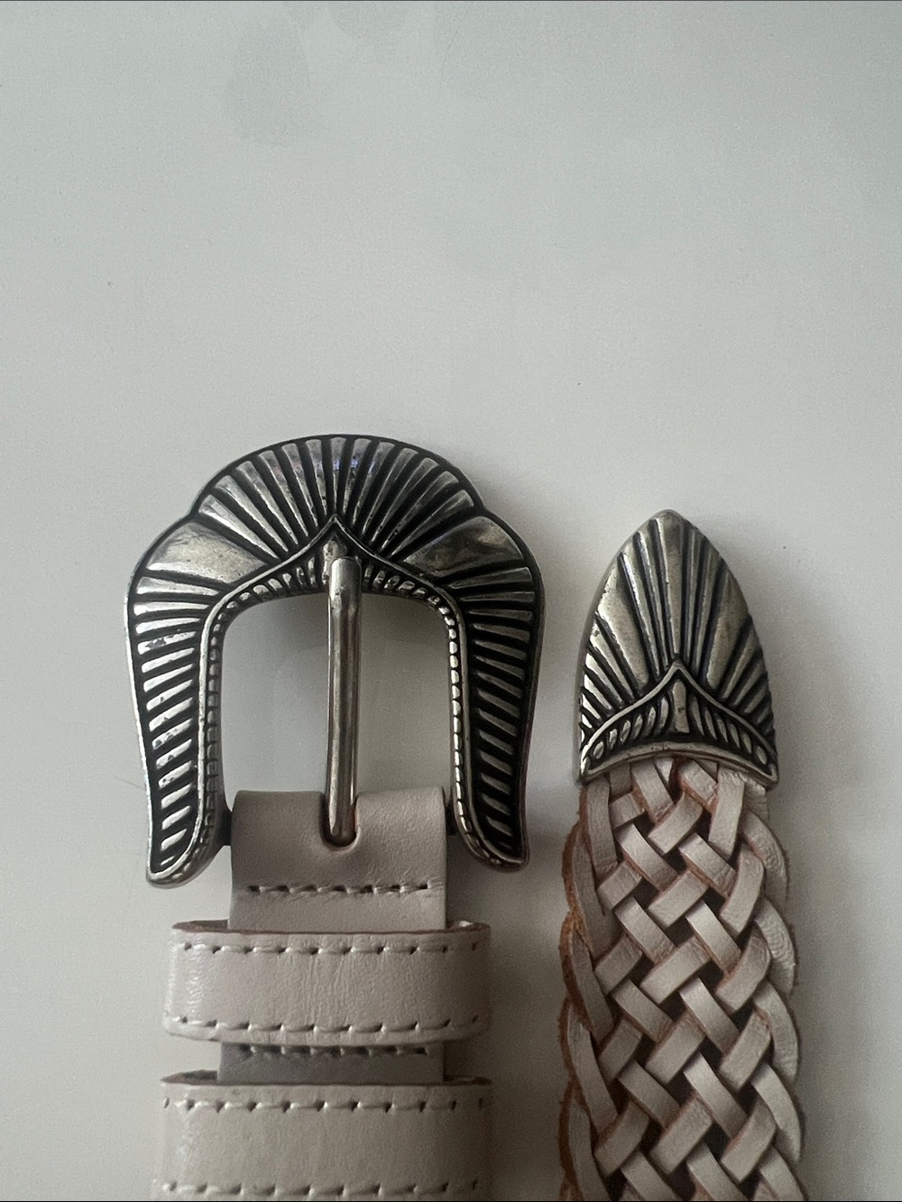 B-Low the Belt Nash Woven Leather Belt in Light Taupe with Gunmetal Buckle - Picture 3 of 4